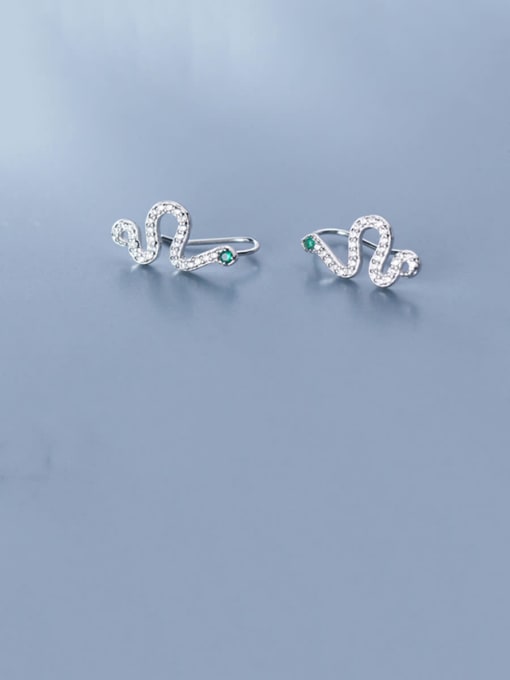Rosh 925 Sterling Silver With Platinum Plated Cute snake Stud Earrings 0