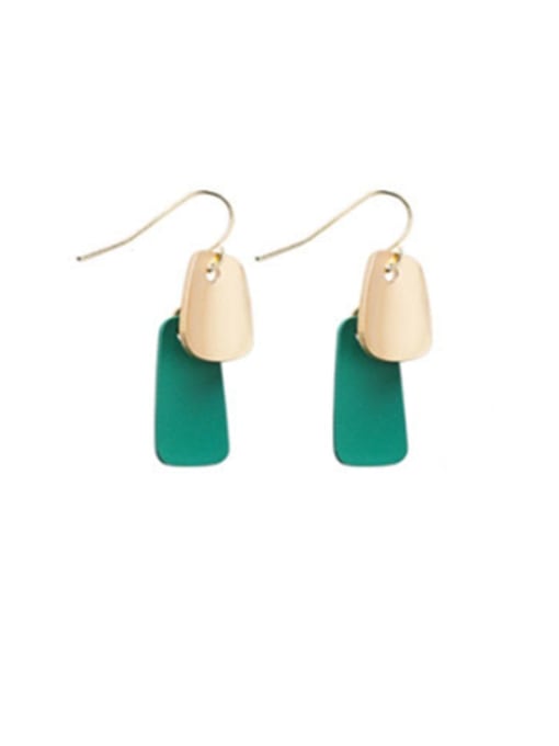 F green(Trapezoid) Alloy With Rose Gold Plated Simplistic Geometric Hook Earrings