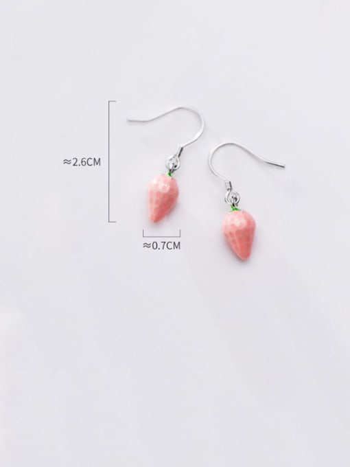 Rosh 925 Sterling Silver With Platinum Plated Cute Strawberry  Hook Earrings 3
