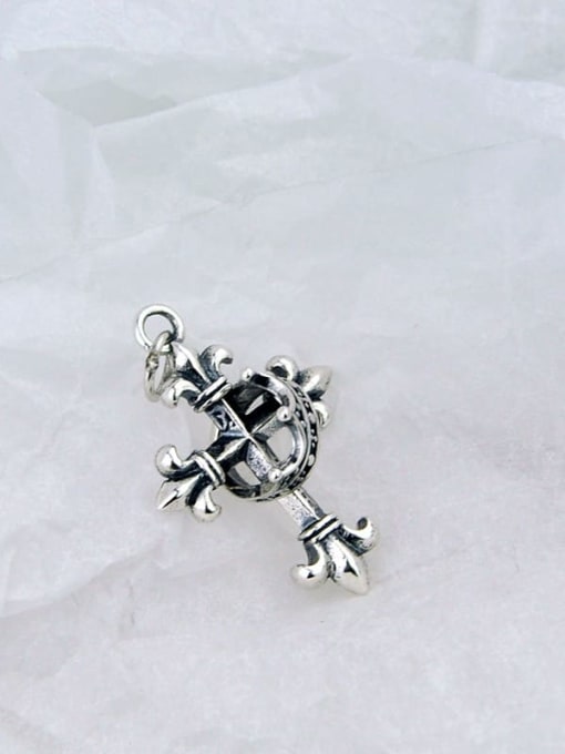 SHUI Vintage Sterling Silver With Antique Silver Plated Vintage Crown Cross   Pendants 1