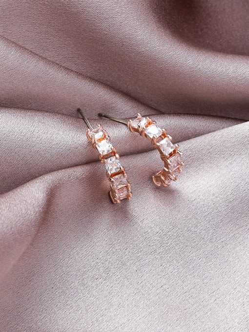Girlhood Alloy With Rose Gold Plated Simplistic Geometric Drop Earrings 1
