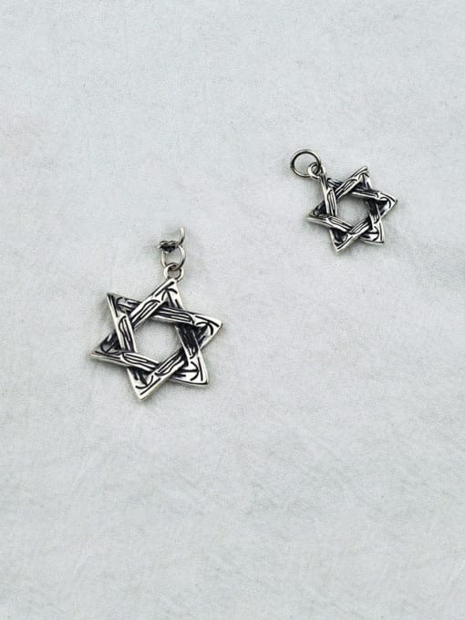 SHUI Vintage Sterling Silver With Antique Silver Plated Simplistic Hollow  Star Pendants 1