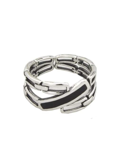 SHUI Vintage Sterling Silver With Platinum Plated Simplistic Irregular Free Size Rings 4