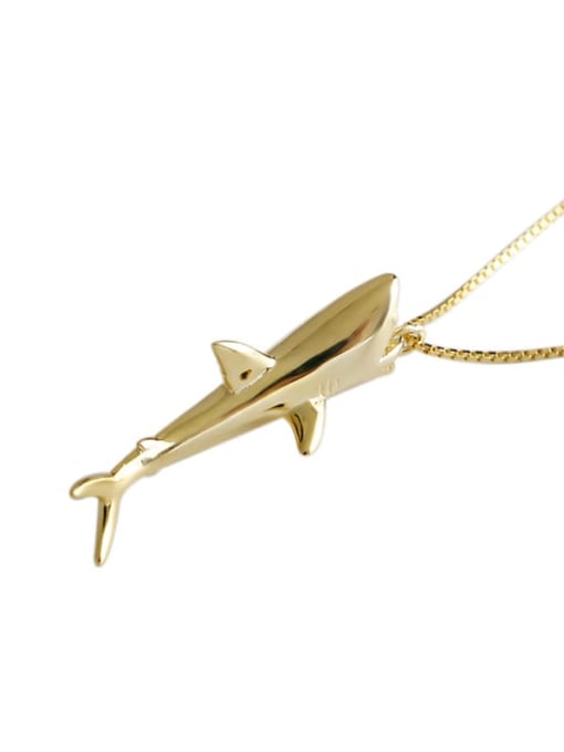 DAKA 925 Sterling Silver With Gold Plated Simplistic Smooth Shark Necklaces 4