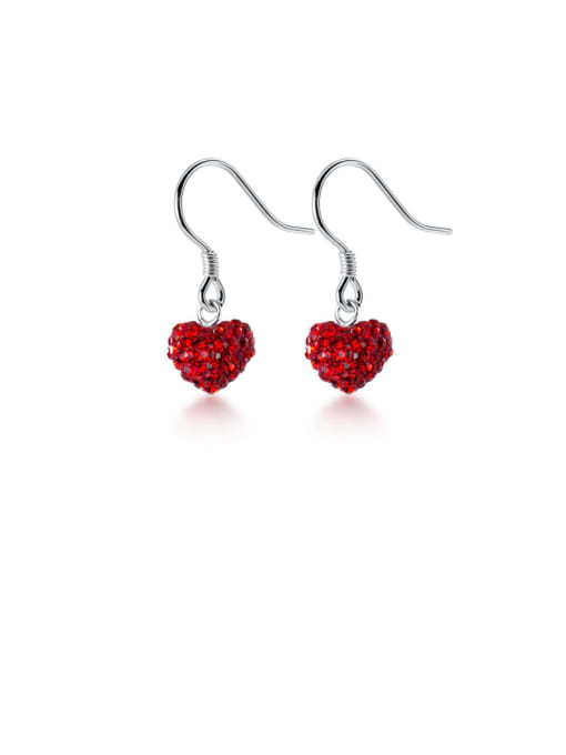 Rosh 925 Sterling Silver With Platinum Plated Cute Heart Hook Earrings
