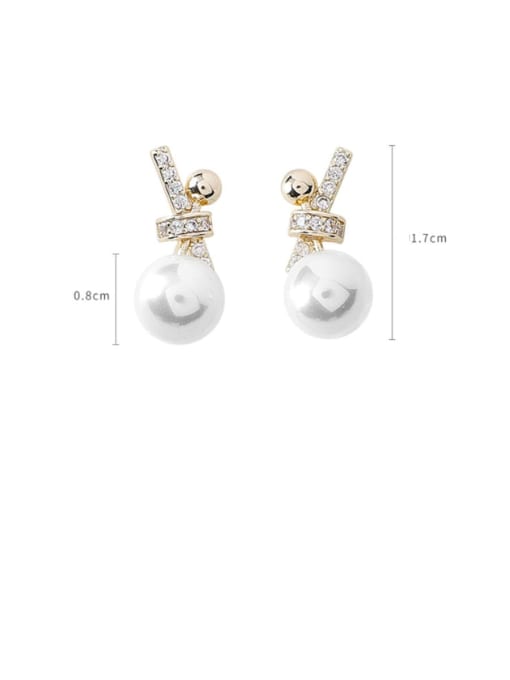 Girlhood Alloy With Gold Plated Classic Small Pearl Knot Drop Earrings 3