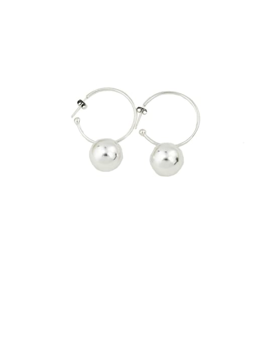 SHUI 925 Sterling Silver With Platinum Plated Simplistic Round Hoop Earrings