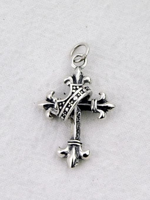 SHUI Vintage Sterling Silver With Antique Silver Plated Vintage Crown Cross   Pendants 2