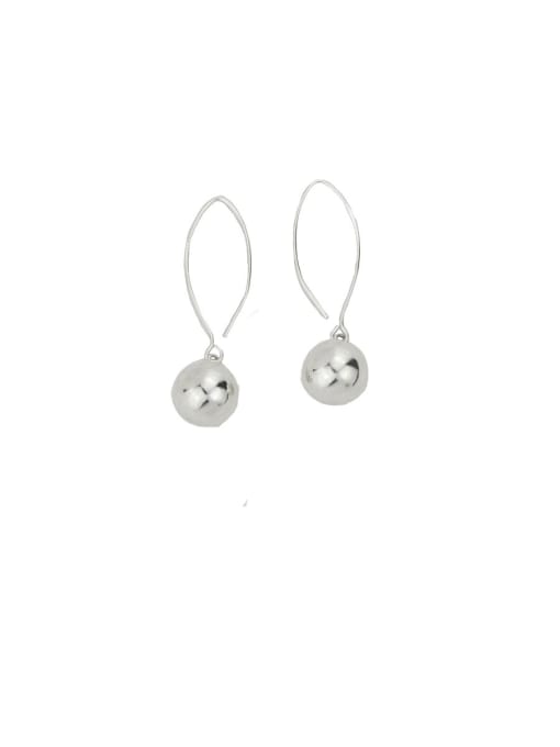 SHUI 925 Sterling Silver With Platinum Plated Simplistic Round Hook Earrings 0