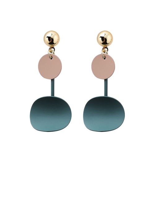 C green (round) Alloy With Rose Gold Plated Simplistic Geometric Hook Earrings