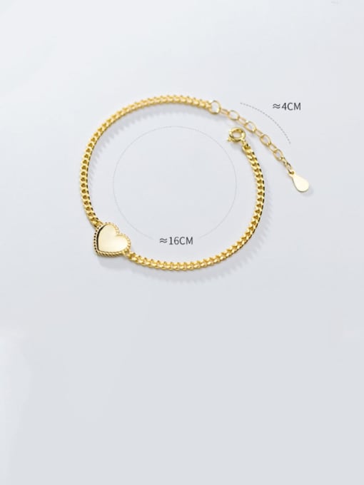 Rosh 925 Sterling Silver With Gold Plated Simplistic Heart Bracelets 2