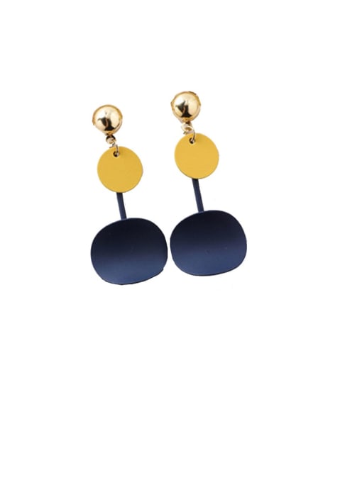 B blue (Round) Alloy With Rose Gold Plated Simplistic Geometric Hook Earrings