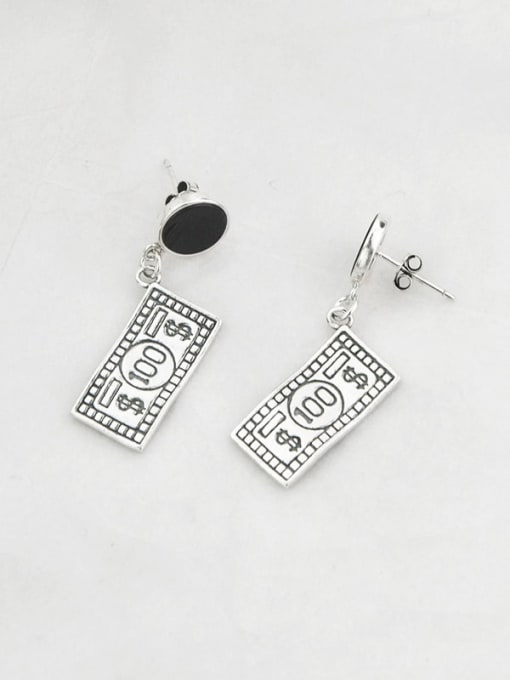 SHUI Vintage Sterling Silver With Simplistic Square Drop Earrings 3