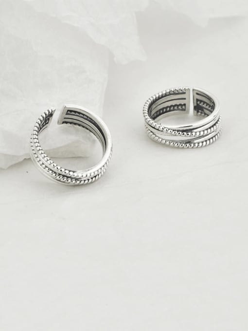 SHUI Vintage Sterling Silver With Platinum Plated Simplistic Simple Old Twist  Stacking Rings 0
