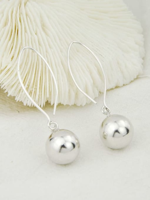 SHUI 925 Sterling Silver With Platinum Plated Simplistic Round Hook Earrings 3
