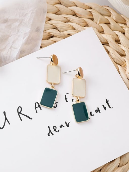 B m green Alloy With Gold Plated Simplistic Geometric Drop Earrings