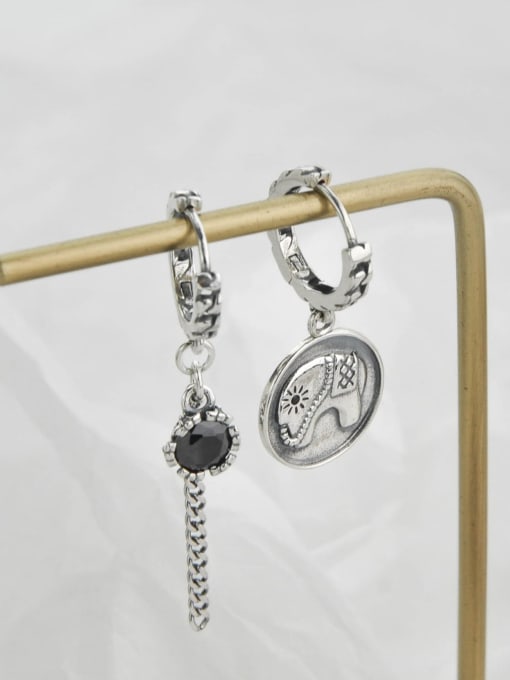 SHUI Vintage Sterling Silver With  Cubic Zirconia Trendy Asymmetry Elephant Drop Earrings 4