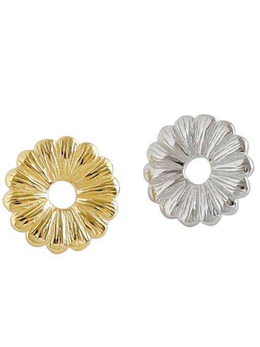 DAKA 925 Sterling Silver With Gold Plated Simplistic Flower Stud Earrings 3