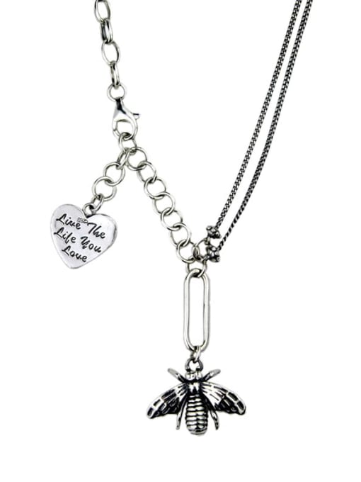 Xl070 Vintage  Sterling Silver With  Fashion Hollow Chain  Little bee  power Necklaces