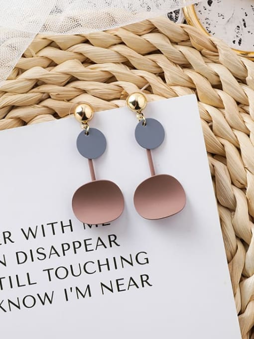 A pink (round) Alloy With Rose Gold Plated Simplistic Geometric Hook Earrings