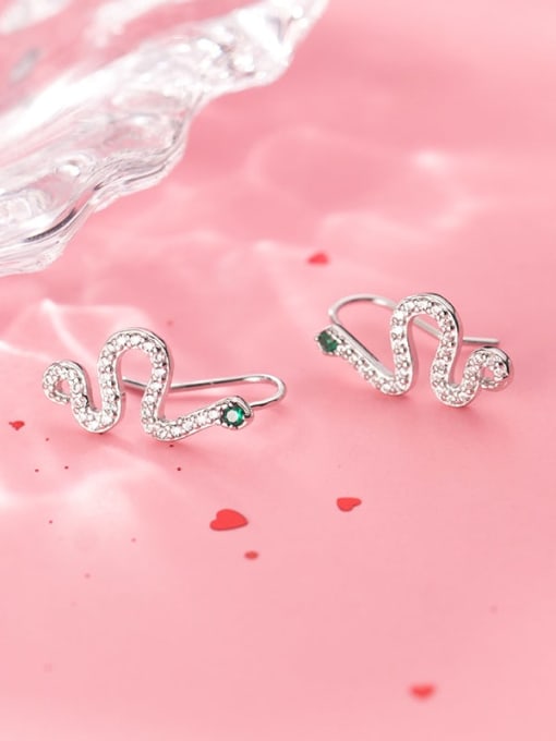Rosh 925 Sterling Silver With Platinum Plated Cute snake Stud Earrings 2