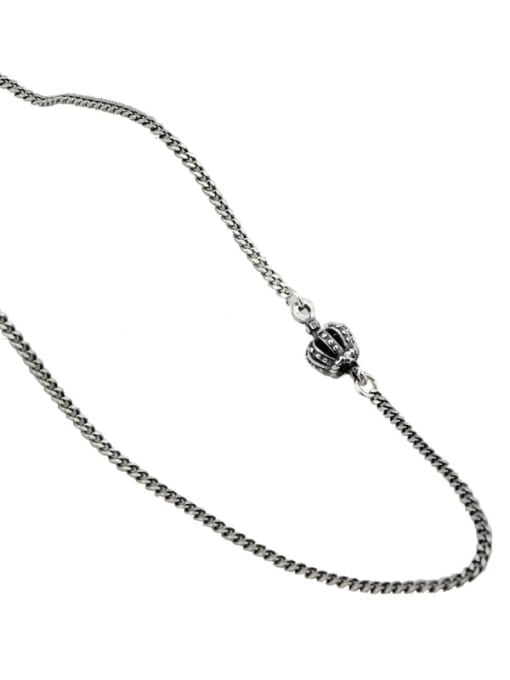 SHUI Vintage Sterling Silver With Antique Silver Plated Vintage Crown Chain Necklaces