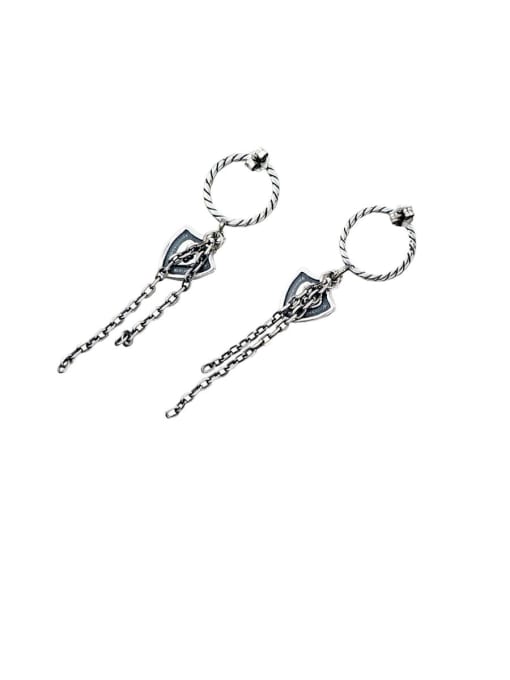 SHUI Vintage Sterling Silver With  Fashion Triangle Tassel Earrings