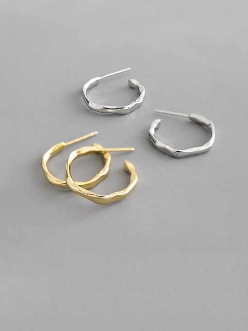 DAKA 925 Sterling Silver With Gold Plated Simplistic Irregular Hoop Earrings 0