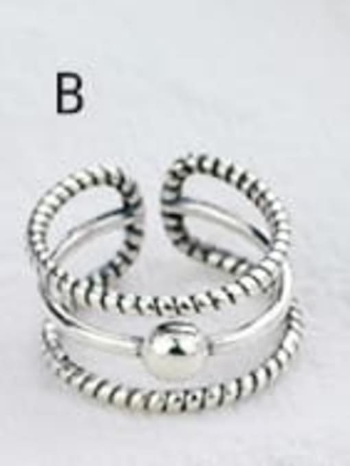 B(JZ088) Vintage Sterling Silver With Antique Silver Plated Fashion Smiley Free Size Rings