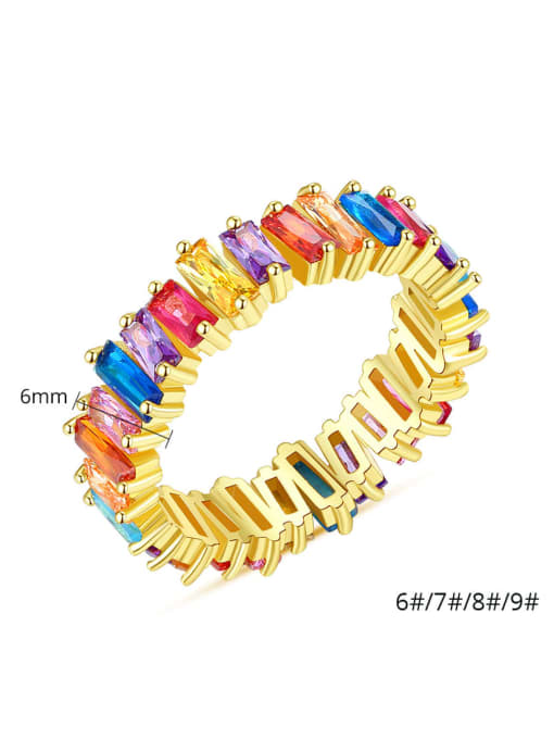 BLING SU Copper  With Gold Plated Simplistic Geometric Band Rings 3