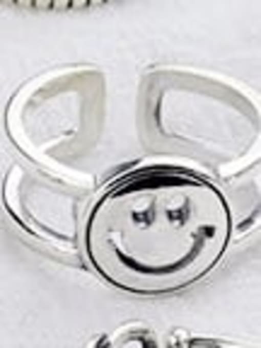 E (JZ087) Vintage Sterling Silver With Antique Silver Plated Fashion Smiley Free Size Rings