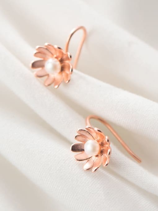 Rosh 925 Sterling Silver With Rose Gold Plated Fashion Flower Hook Earrings 1