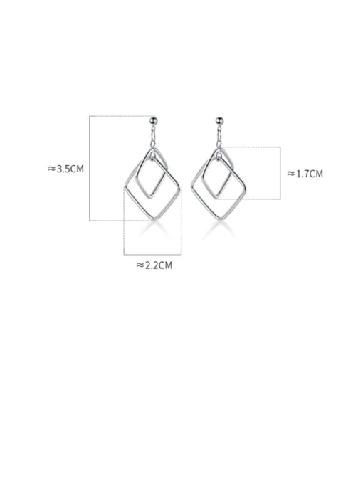Rosh 925 Sterling Silver With Platinum Plated Simplistic Hollow Geometric Drop Earrings 2