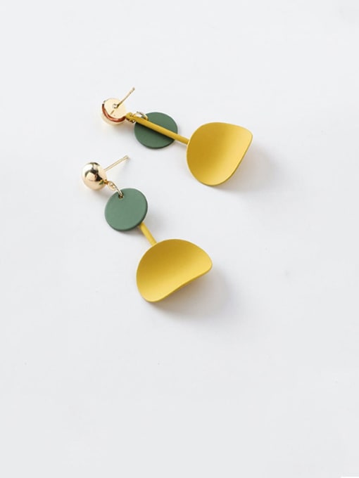 D yellow (Round) Alloy With Rose Gold Plated Simplistic Geometric Hook Earrings