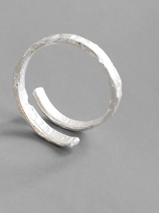 DAKA 925 Sterling Silver With  Simplistic Irregular Uneven Surface Double Layer Free Size Rings 4