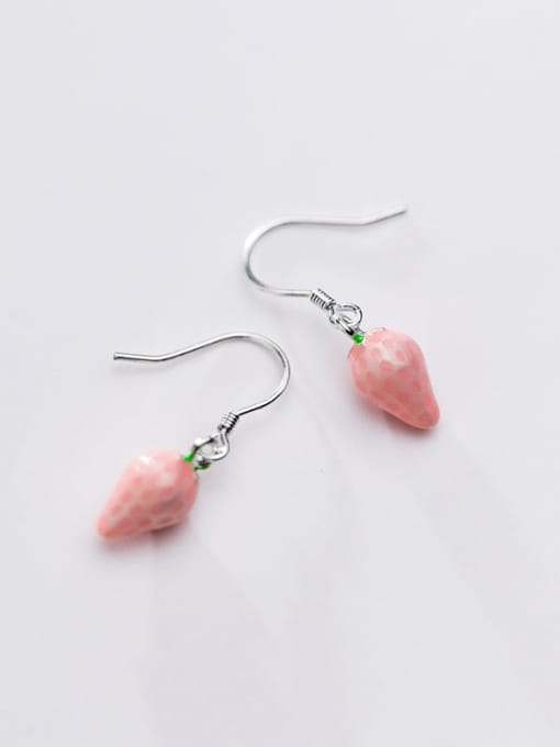 Rosh 925 Sterling Silver With Platinum Plated Cute Strawberry  Hook Earrings 2