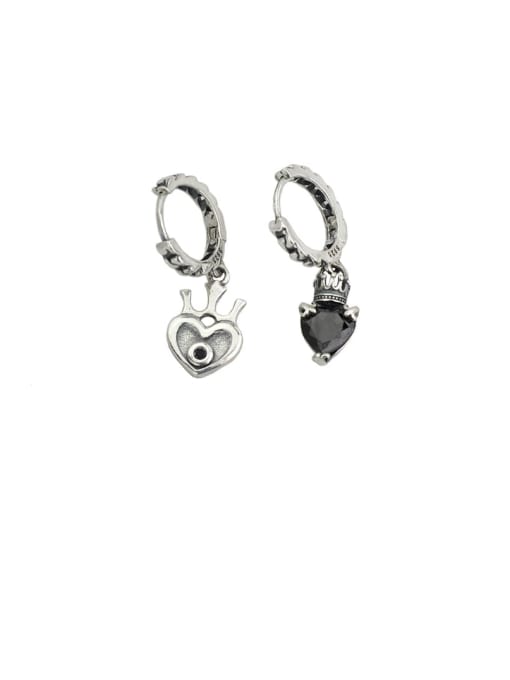 SHUI Vintage Sterling Silver With Antique Silver Plated Simplistic Heart Clip On Earrings 0