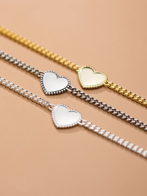 Rosh 925 Sterling Silver With Gold Plated Simplistic Heart Bracelets 0