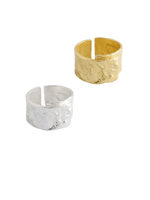 DAKA 925 Sterling Silver With Gold Plated Fashion Smooth  Geometric Free Size  Rings 0