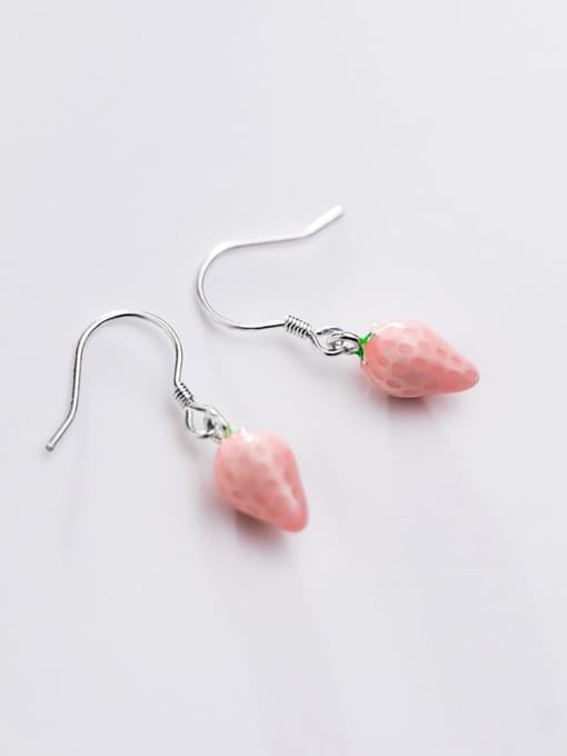 Rosh 925 Sterling Silver With Platinum Plated Cute Strawberry  Hook Earrings 1