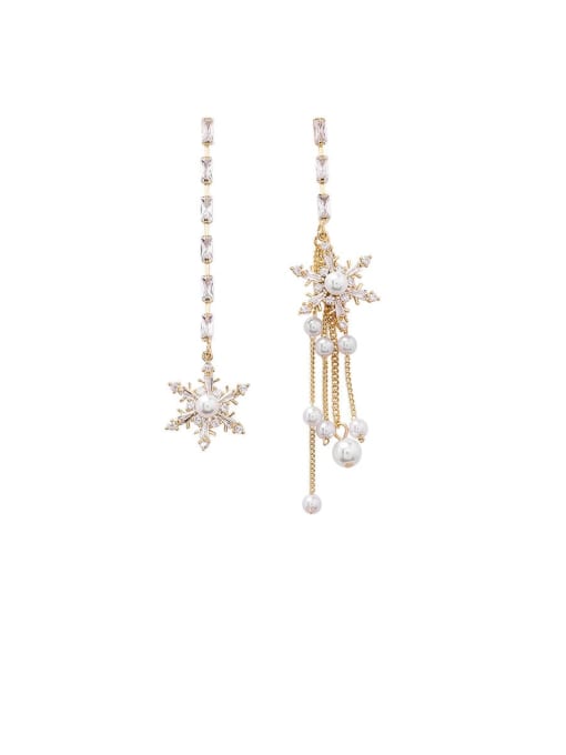 Girlhood Alloy With Gold Plated Fashion Snowflake Tassel  Earrings 0
