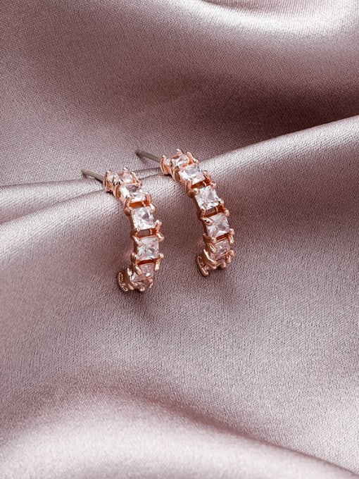 rose gold Alloy With Rose Gold Plated Simplistic Geometric Drop Earrings