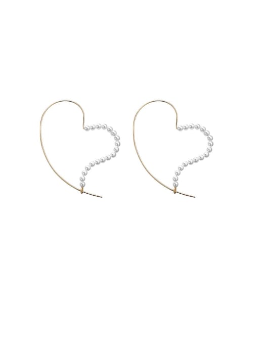 Girlhood Alloy With Gold Plated Simplistic Heart Hoop Earrings 0