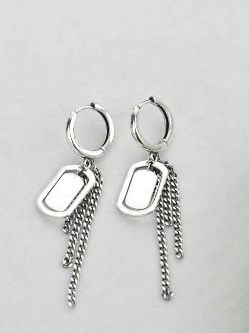 SHUI Vintage  Sterling Silver With Antique Silver Plated Trendy Smooth Geometric Drop Earrings 3