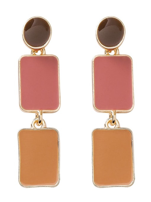 A red Alloy With Gold Plated Simplistic Geometric Drop Earrings
