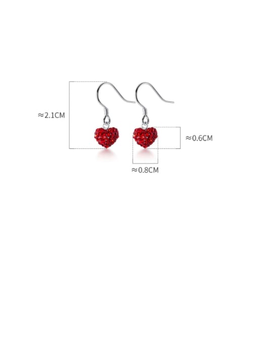 Rosh 925 Sterling Silver With Platinum Plated Cute Heart Hook Earrings 3