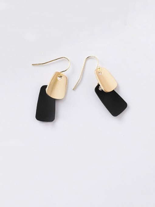 H blue (Trapezoid) Alloy With Rose Gold Plated Simplistic Geometric Hook Earrings