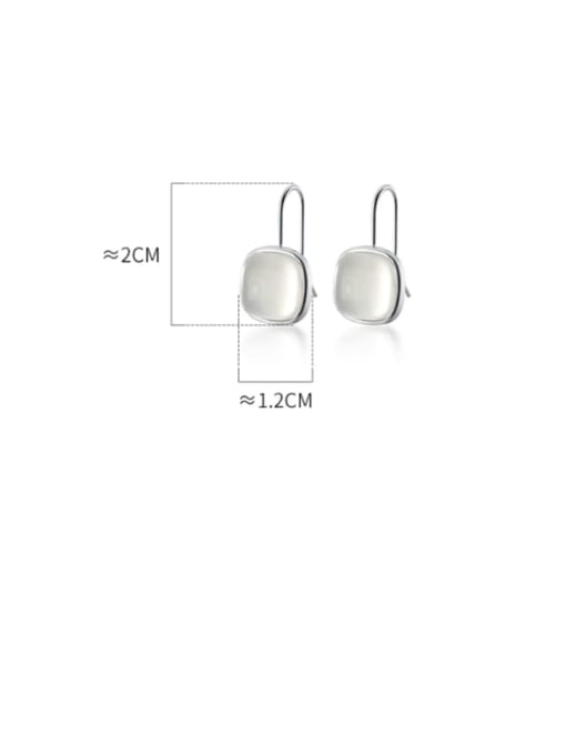 Rosh 925 Sterling Silver With Platinum Plated Simplistic Square Hook Earrings 2