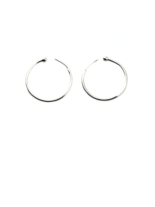 SHUI 925 Sterling Silver With Platinum Plated Simplistic Hollow Round Hoop Earrings