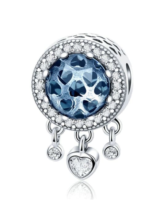 blue 925 silver cute heart charms